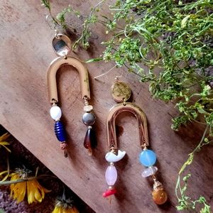 Gemstone Horseshoe Earrings